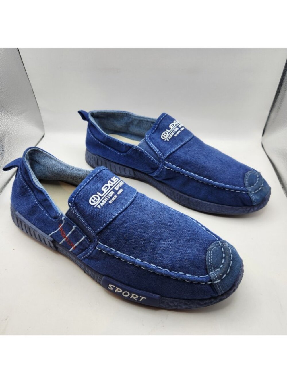 Lexus Fashion Sport Blue Canvas Euro Slip On Loafer Driving US 9 Shoes Sneakers - Picture 2 of 6